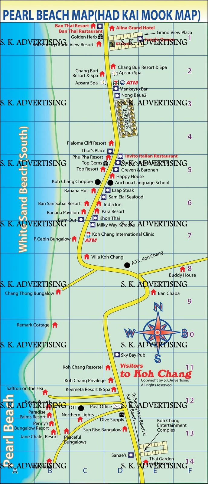 Pearl Beach (Kai Mook) Map, Koh Chang